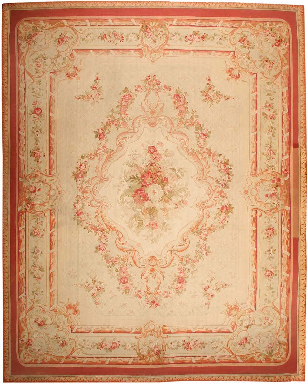 Antique Aubusson French Rug 43646 - By Nazmiyal Antique Aubusson French Rug 43646 - By Nazmiyal