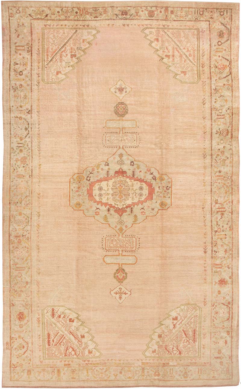 Antique Angora Oushak Turkish Rug #42360 - antique Oushak / Ushak Turkish rugs carpets origin from Turkey photos design Antique Angora Oushak Turkish Rug #42360 Main Image