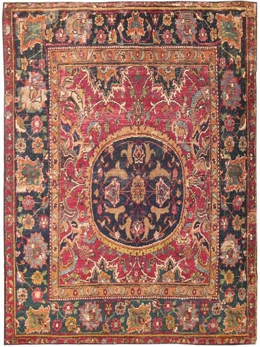 Antique 17th Century Silk and Wool Esfahan Persian Rug 8034 Main Image - By Nazmiyal