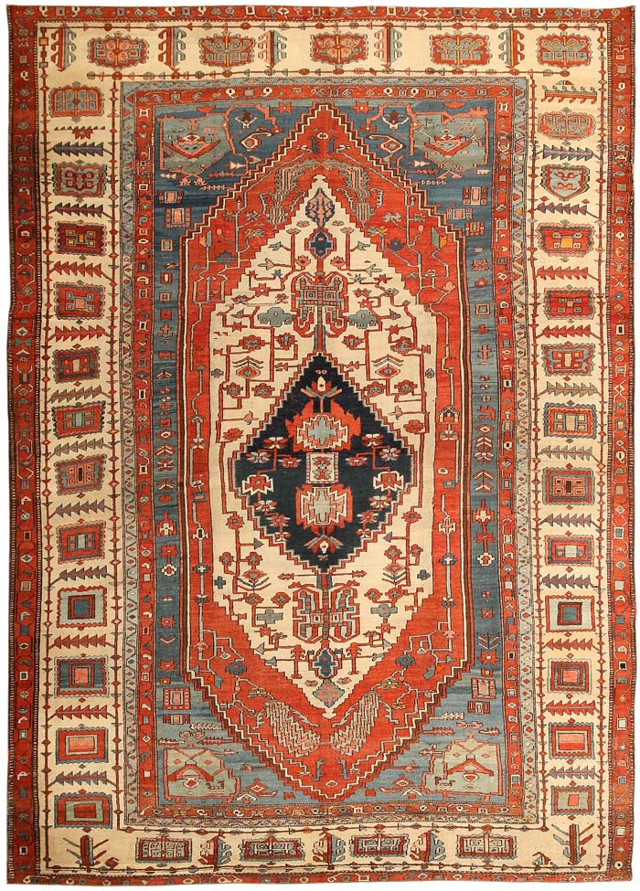 Antique Persian Heriz Serapi Oriental Carpet / Rug 43714 Main Image - By Nazmiyal Antique Persian Heriz Serapi Oriental Carpet / Rug 43714 Main Image - By Nazmiyal