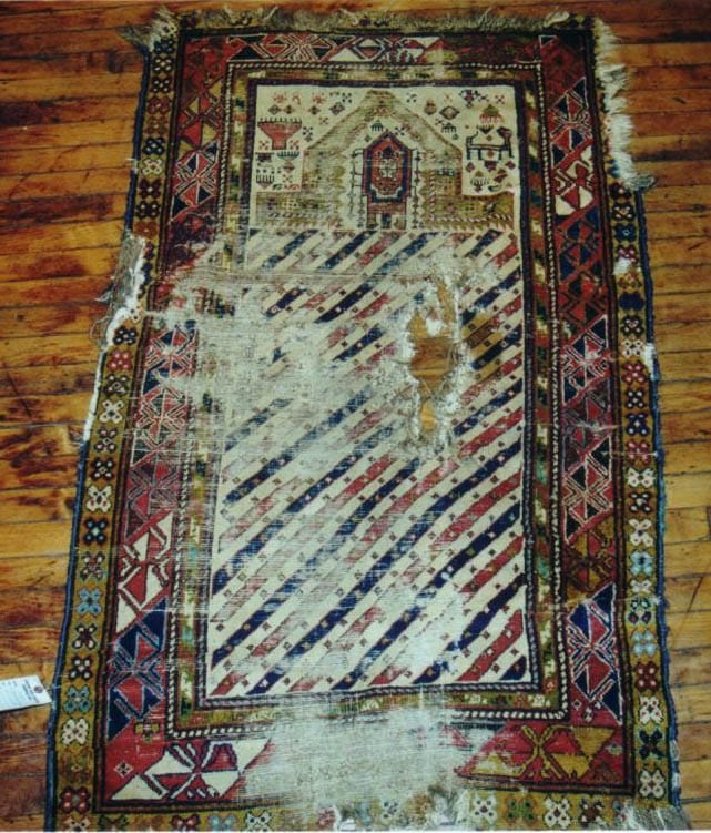 3162 before Antique Rug Restoration & Repair Case #3