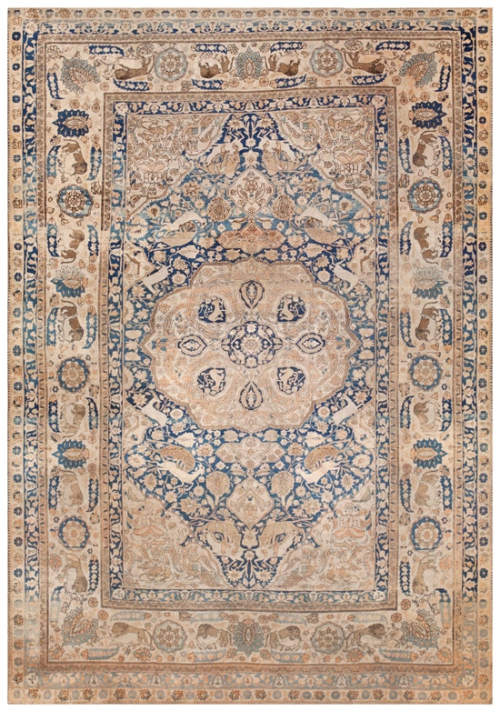 Antique Kashan Mohtashem Rug | 44891 Antique Kashan Mohtashem Rug | 44891