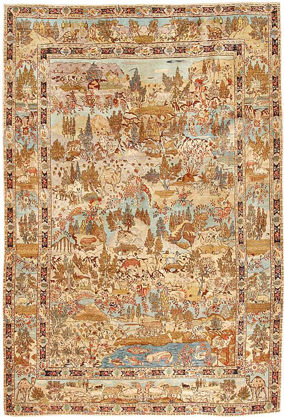 Antique Pictorial Tabriz Persian Rug 43140 Main Image - By Nazmiyal