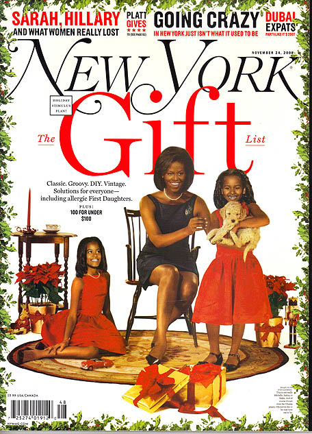 The First Family poses on a Nazmiyal rug on the cover of New York Magazine