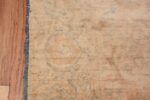 Ivory Antique Indian Cotton Agra Rug 40770 Light Blue Border Nazmiyal