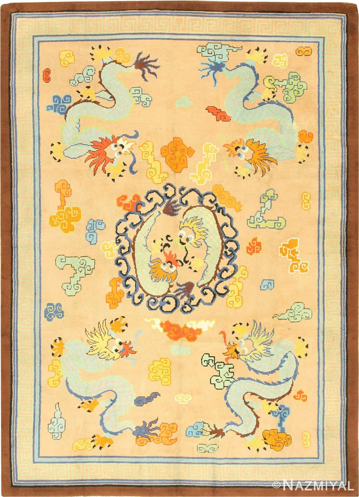 whimsical chinese influenced vintage french art deco rug 42369 Nazmiyal