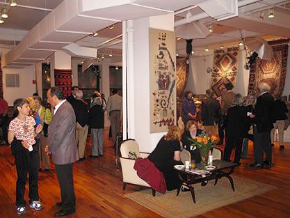 In foreground Marilyn Wolf and Jason Nazmiyal Marilyn Wolf and Jason Nazmiyal at Antique Turkish Kilim Exhibit at Nazmiyal