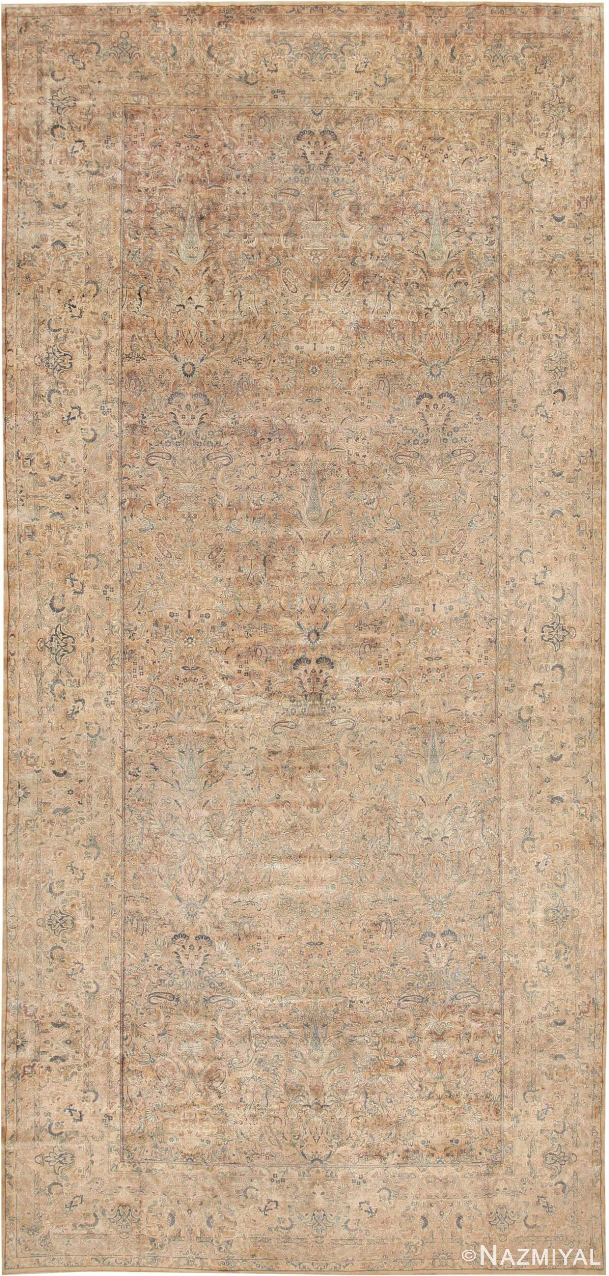 Washed Out Oversized Antique Kerman Persian Rug #48986 by Nazmiyal Antique Rugs