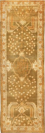 Antique Turkish Green Oushak Runner Rug #42997 by Nazmiyal Antique Rugs