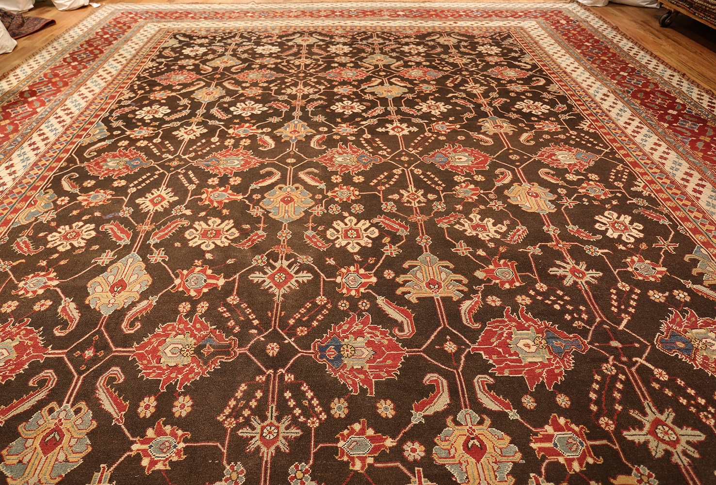 Antique Oriental Oversized Indian Agra Area Rug 41340 Nazmiyal Antique Rugs