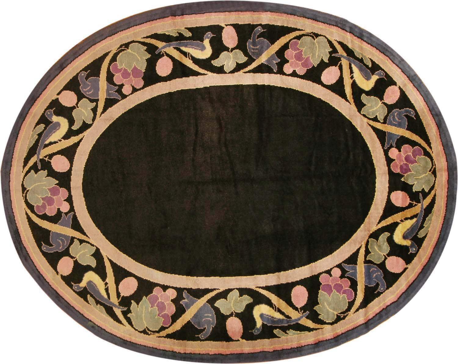 vintage art deco french oval rug 1920 Nazmiyal