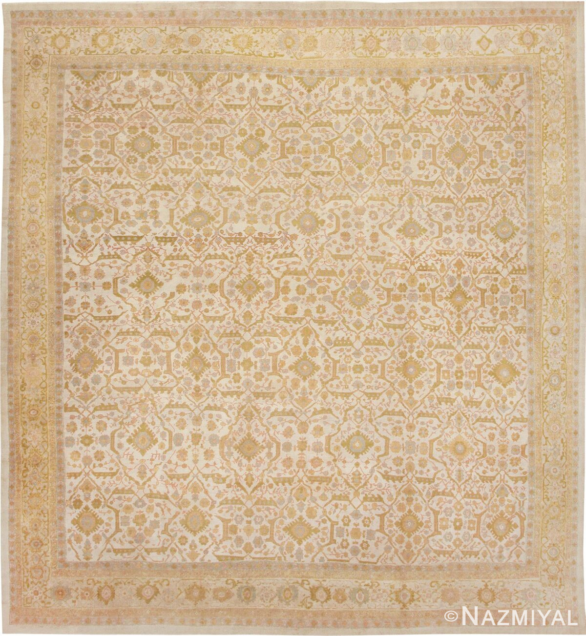 Square Antique Sultanabad Persian Rug #1340 by Nazmiyal Antique Rugs