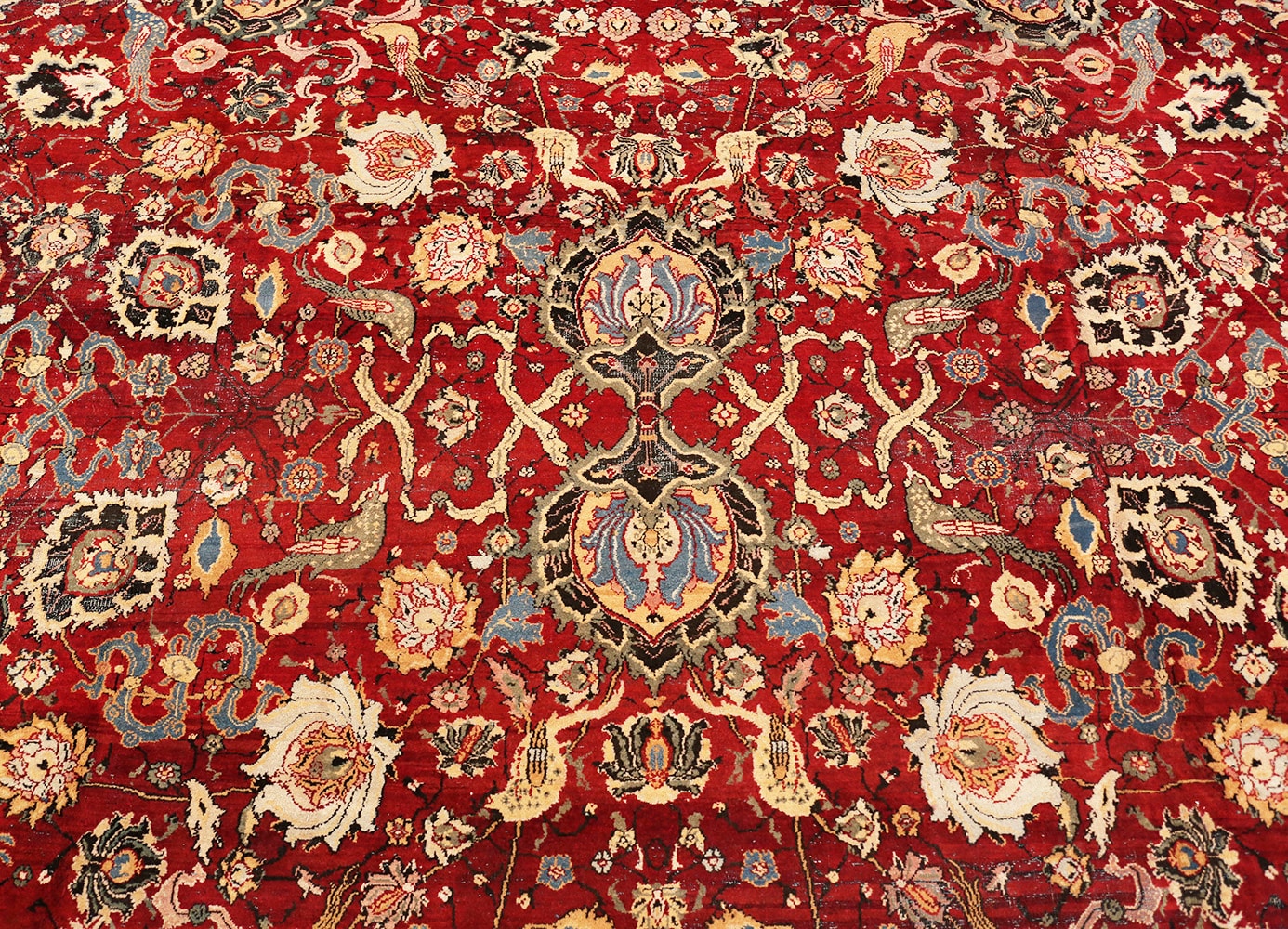 Indian Rug Design Red Large Red & Green Antique India Agra Rug 41269 Nazmiyal Rugs