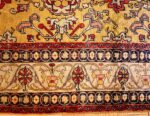 fine gold background antique silk turkish rug 1963 border Nazmiyal