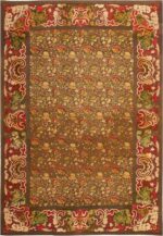 Green Background Antique Ukrainian Rug #3404 by Nazmiyal Antique Rugs
