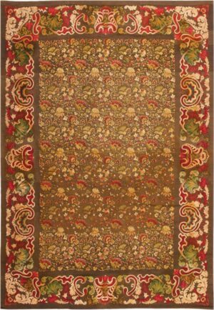 Green Background Antique Ukrainian Rug #3404 by Nazmiyal Antique Rugs