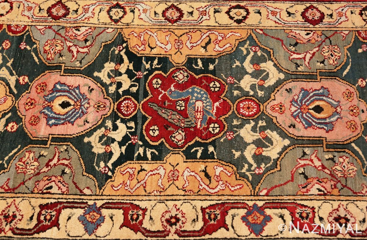 India Rug Red Large Red & Green Antique India Agra Rug 41269 Nazmiyal Rugs