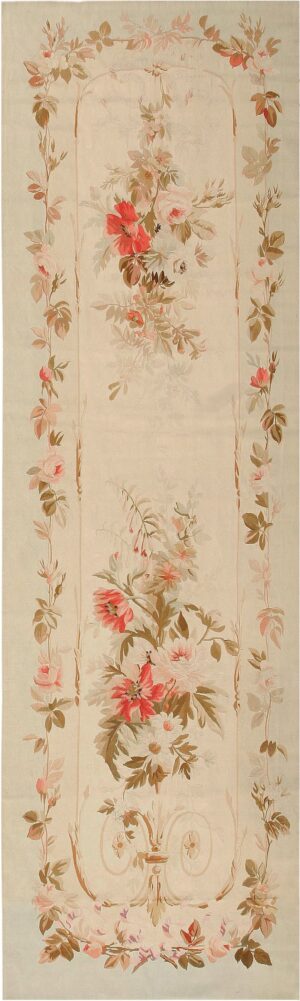 Antique French Aubusson Runner Rug #2855 by Nazmiyal Antique Rugs