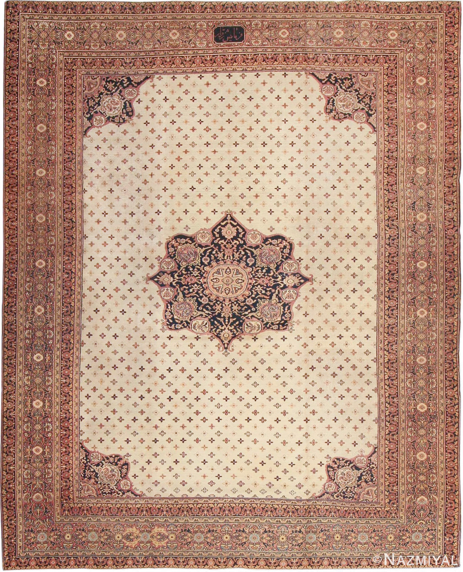 Antique Room Size Persian Khorassan Area Rug #854 by Nazmiyal Antique Rugs