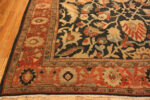 Navy Blue Background Lareg Scale Tribal Design Antique Persian 19th Century Sultanabad Rug 43325 by Nazmiyal Antique Rugs
