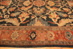 Navy Blue Background Lareg Scale Tribal Design Antique Persian 19th Century Sultanabad Rug 43325 by Nazmiyal Antique Rugs