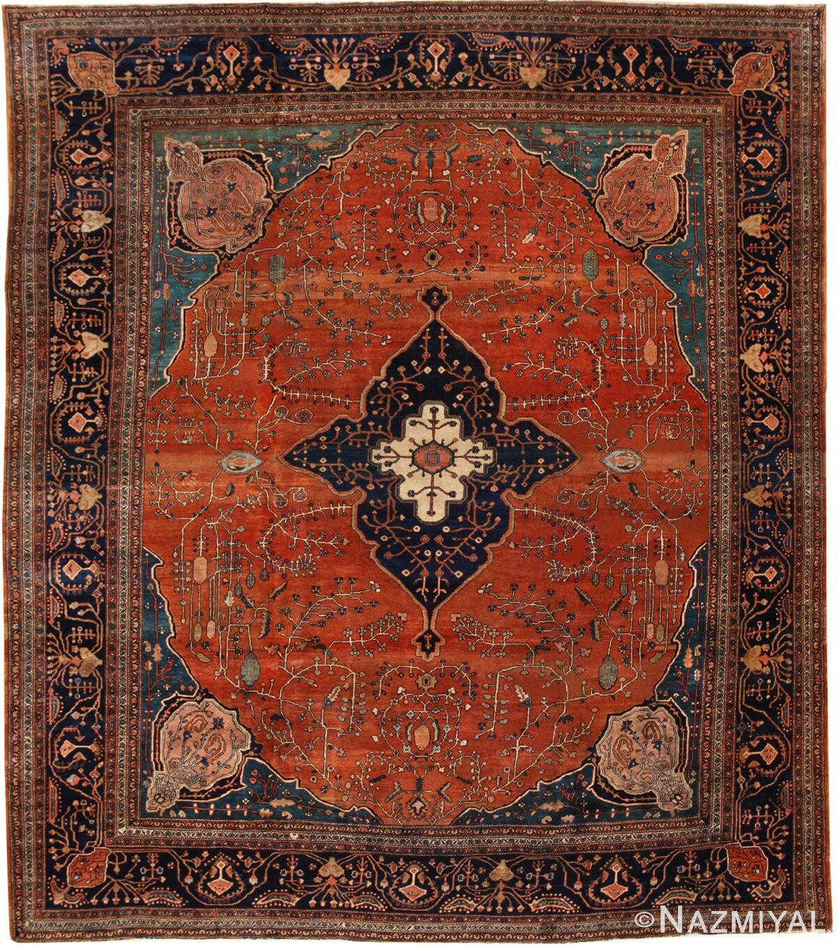 Antique Persian Sarouk Farahan Rug 43721 by Nazmiyal Antique Rugs