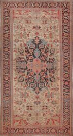 Oversize Ivory Antique Persian Heriz Serapi Area Rug 44085 by Nazmiyal Antique Rugs