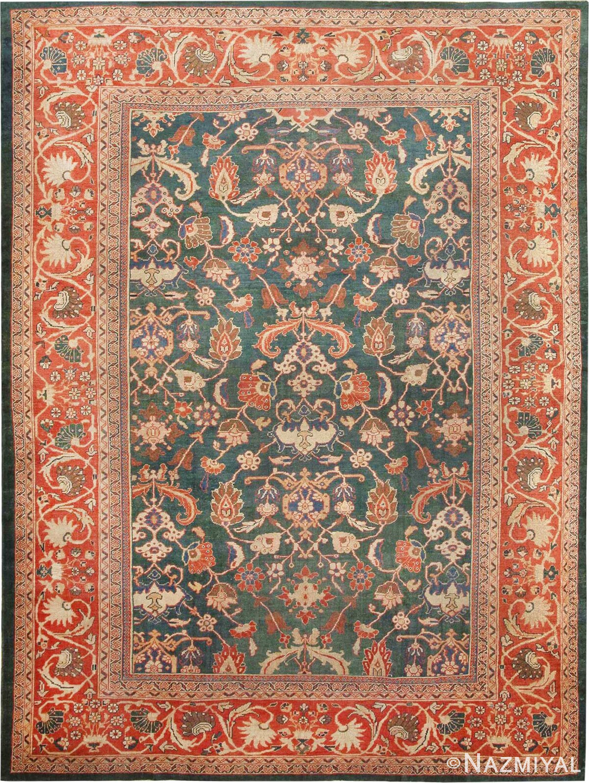 Antique Green Sultanabad Persian Rug #42986 by Nazmiyal Antique Rugs
