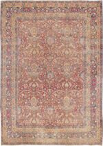 Room Size Red Color Floral Antique Persian Kerman Rug #44646 by Nazmiyal Antique Rugs