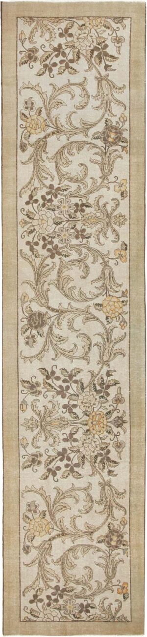 Vintage Floral Persian Tabriz Runner Rug #44740 by Nazmiyal Antique Rugs