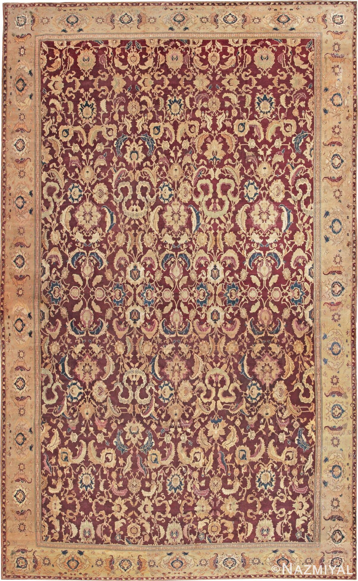 Large Antique Oversized Indian Agra Area Rug 44601 by Nazmiyal Antique Rugs