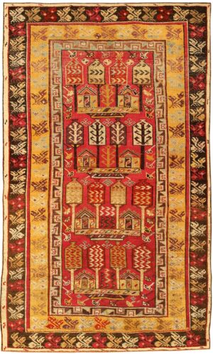 Antique Giordes Turkish Rug 1446 Detail/Large View