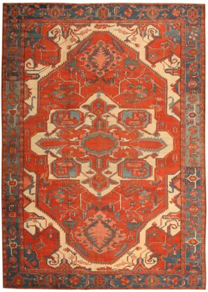 Antique Heriz Serapi Persian Rug 43621 Nazmiyal