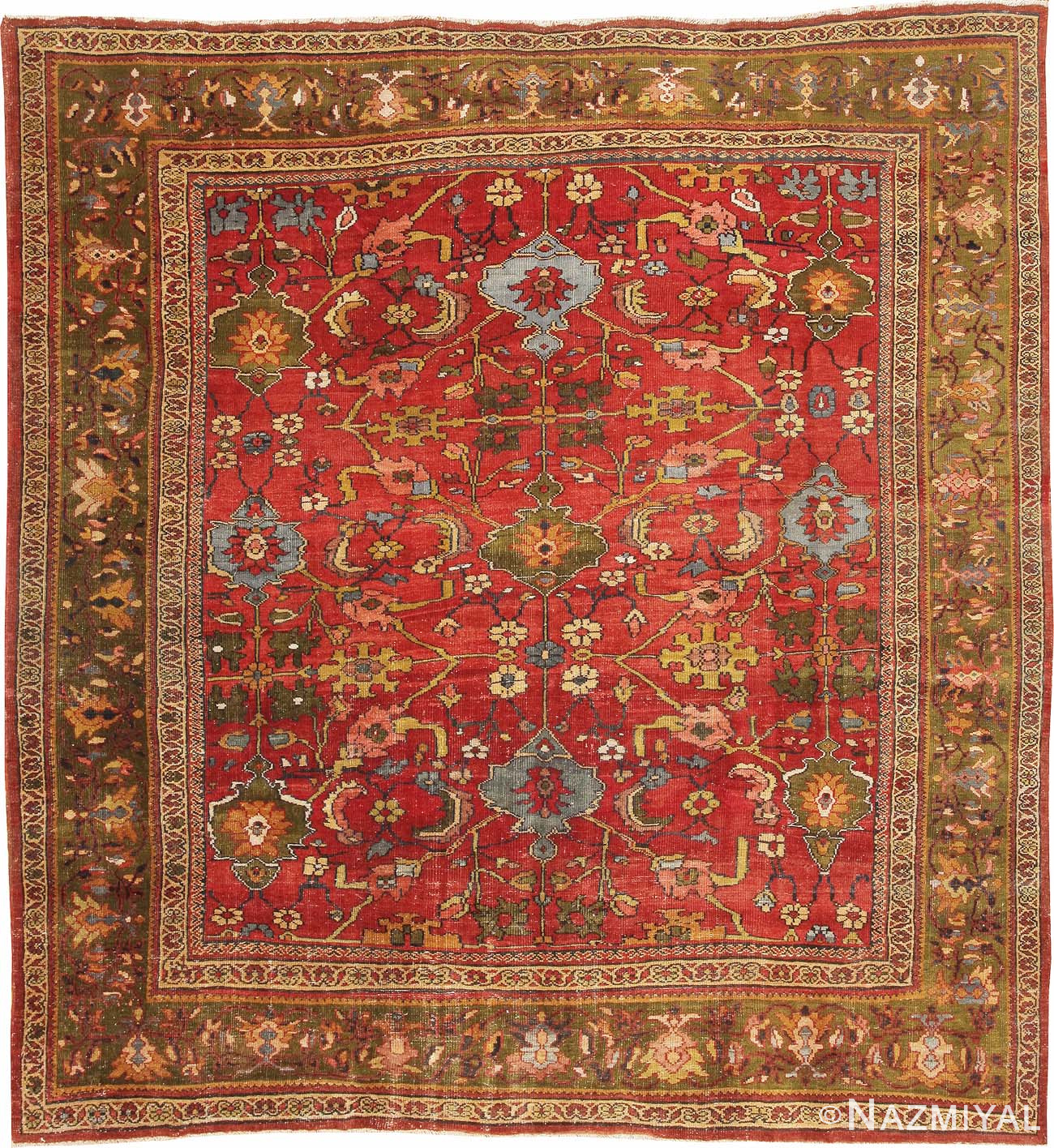 Antique Sultanabad Persian Rug 43223 Nazmiyal Antique Rugs