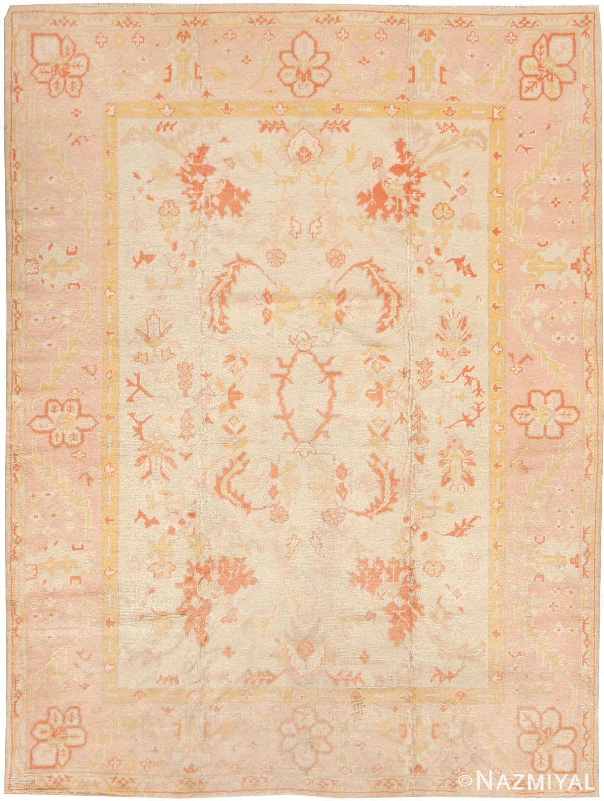 Antique Oushak Turkish Rug 43368 Nazmiyal Antique Rugs