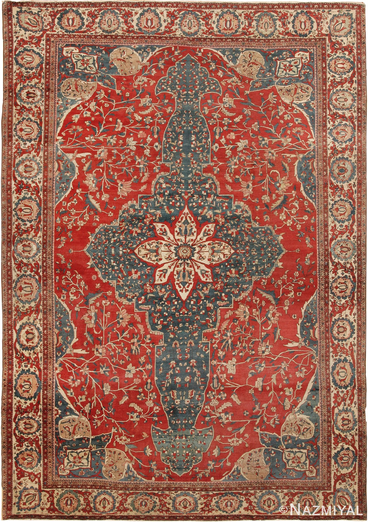 Antique Sarouk Farahan Persian Rug 43470 Nazmiyal