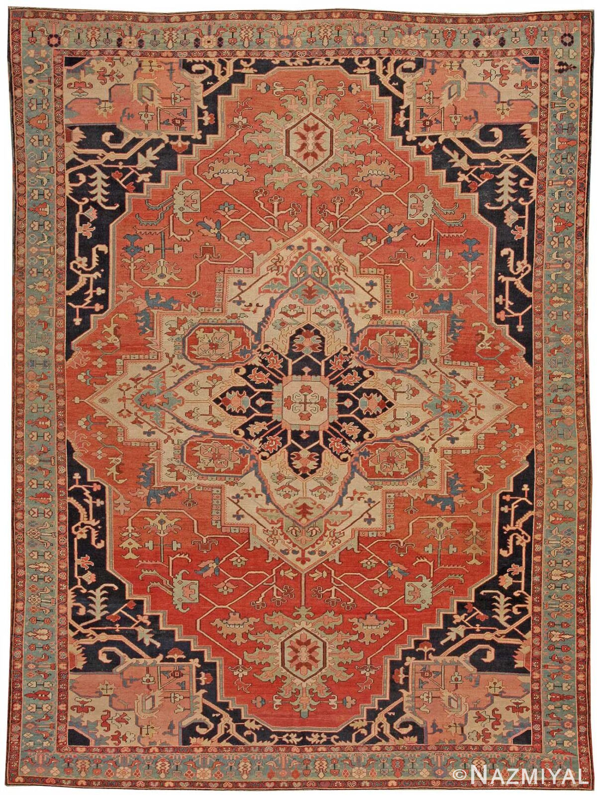Antique Heriz-Serapi Persian Rug #44199 Detail/Large View