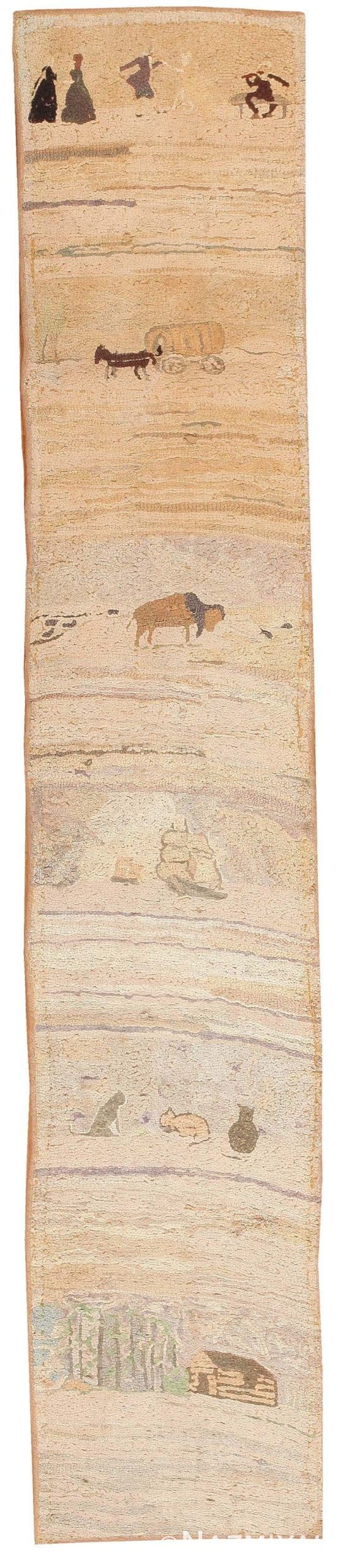 Antique American Hooked Rug #44567 Detail/Large View