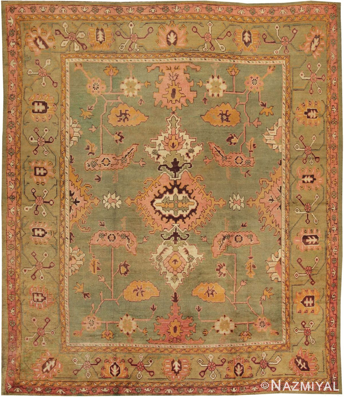 Antique Oushak Turkish Rug 44724 Nazmiyal Antique Rugs