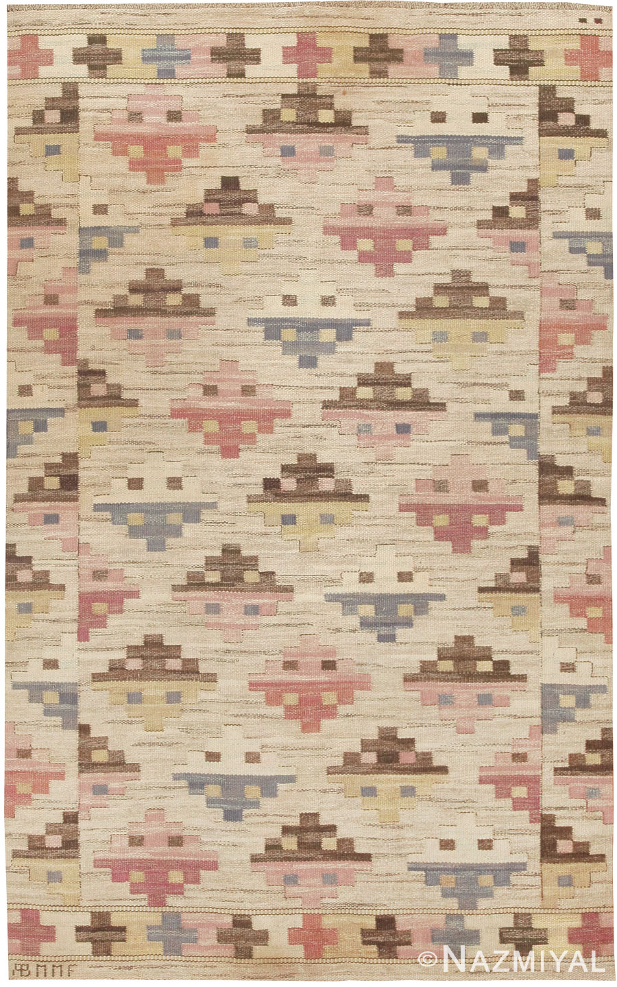 Vintage Marta Maas Fjatterstorm Scandinavian Rug 44905 Detail/Large View