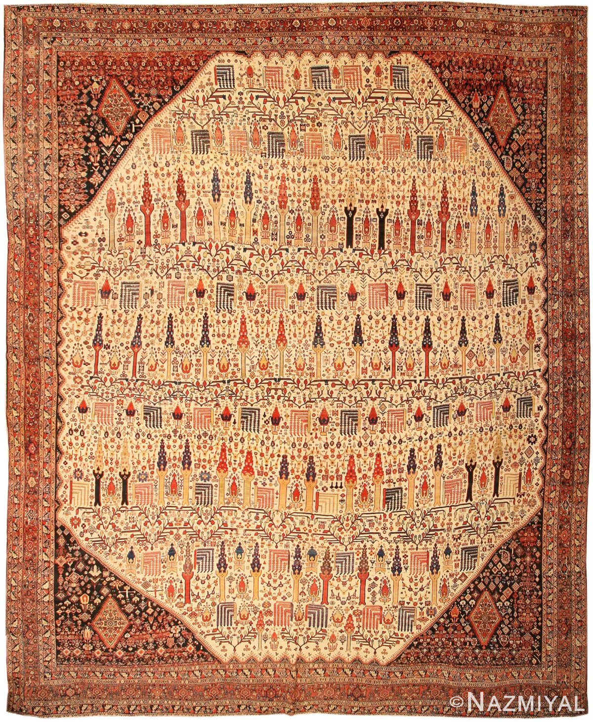 Antique Persian Qashqai Rug 43610 by Nazmiyal Antique Rugs