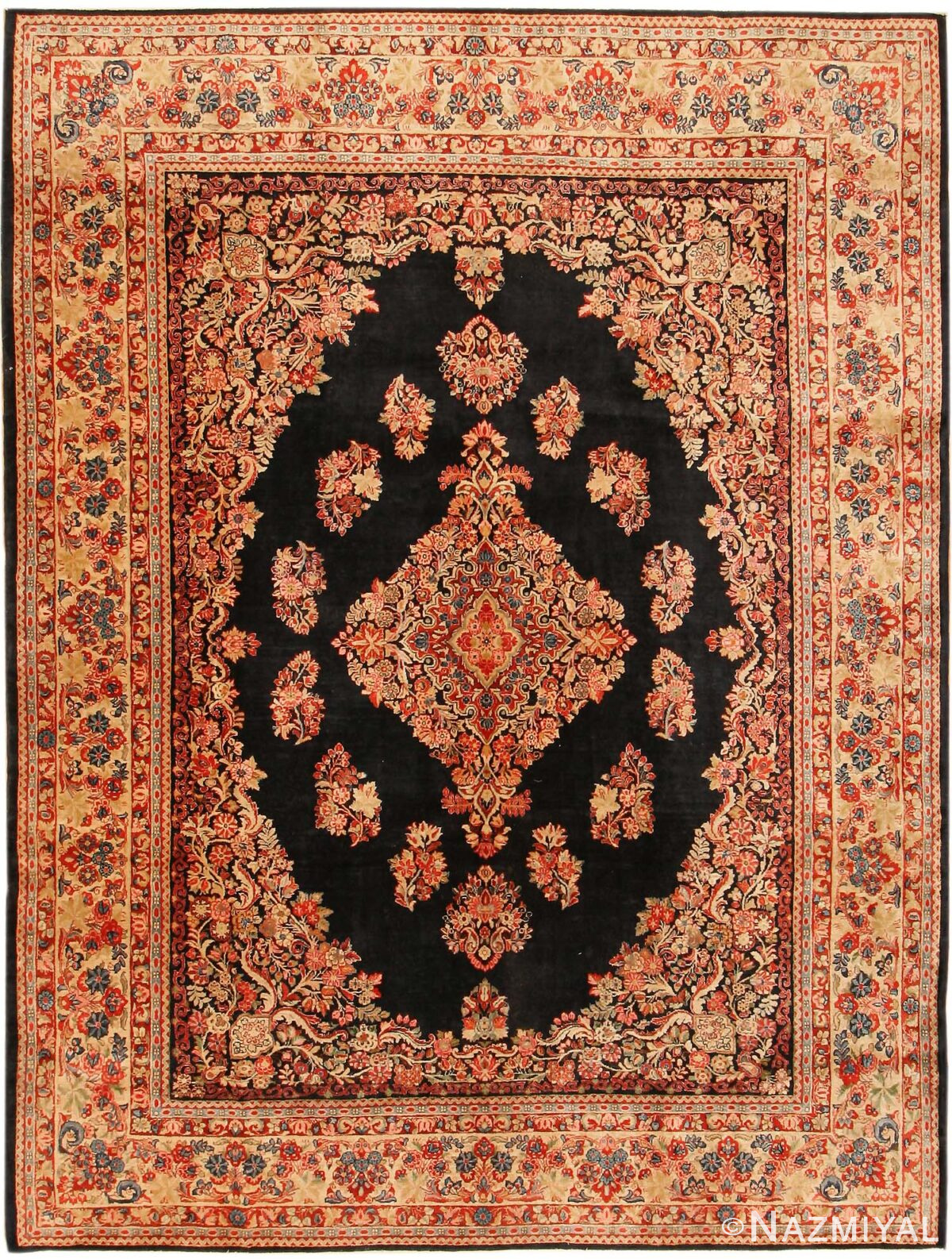 Antique Sarouk Persian Rug 43585 Nazmiyal