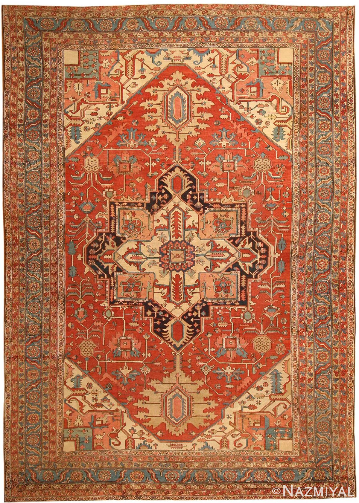 Large Antique Heriz Serapi Oriental Rug 43612 by Nazmiyal Antique Rugs