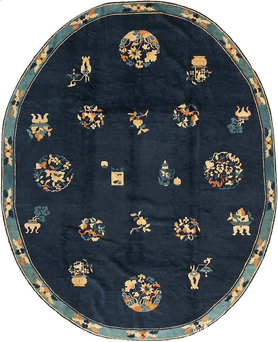 Oval Antique Chinese Oriental Rug 43741 Nazmiyal Antique Rugs