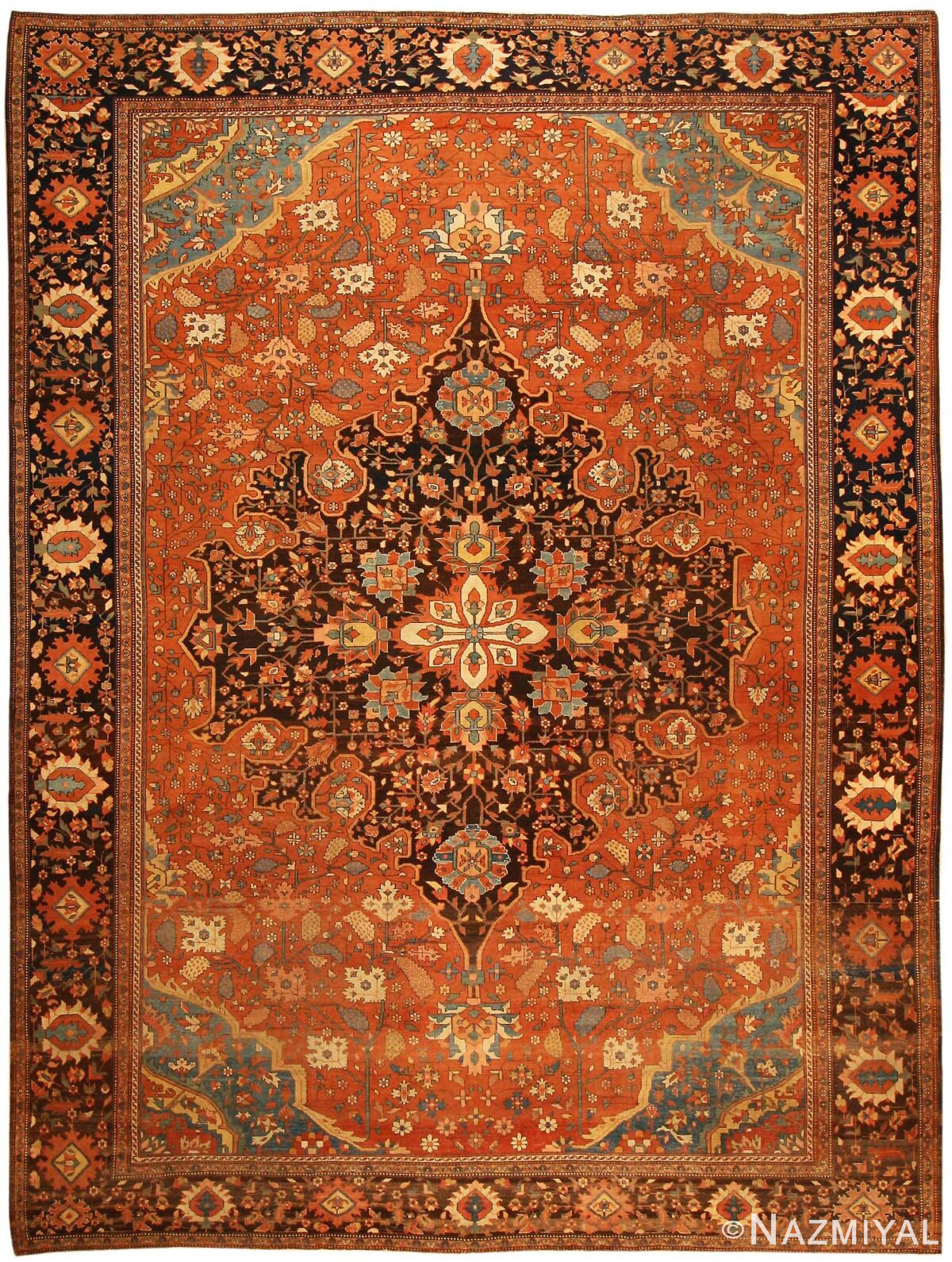 Antique Sarouk Farahan Persian Rug 43725 Nazmiyal
