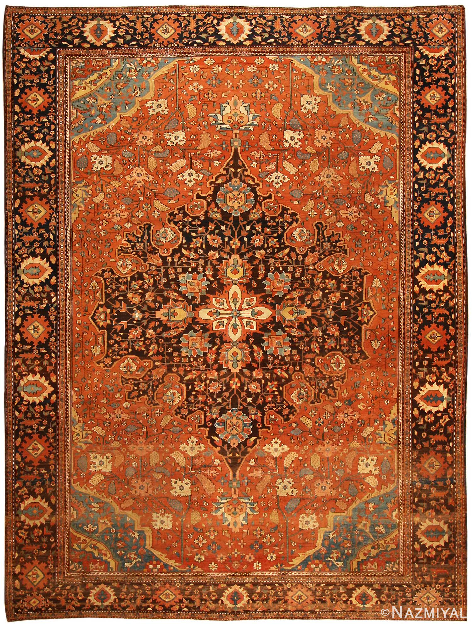 Antique Sarouk Farahan Persian Rug 43725 Nazmiyal