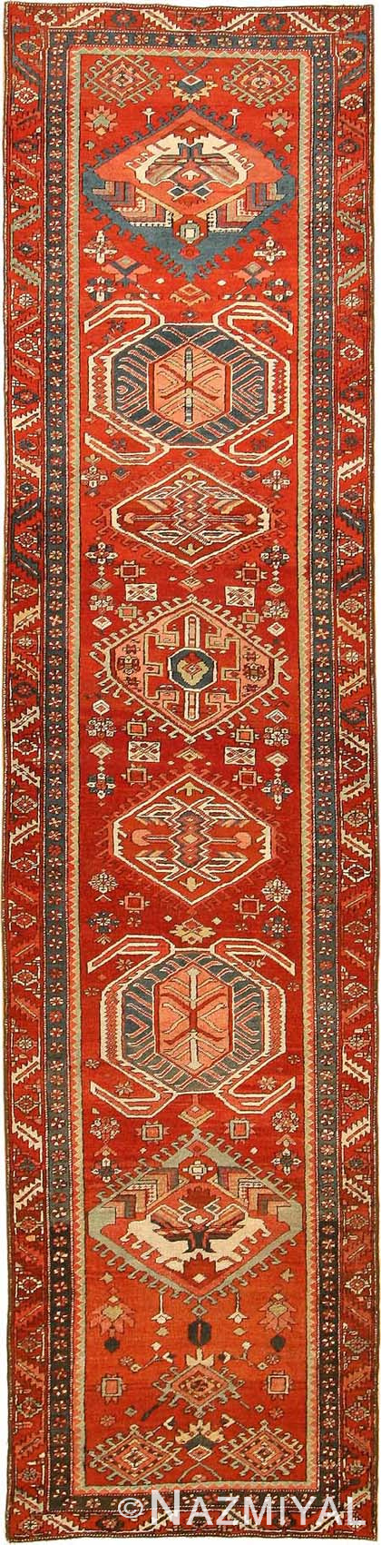 Antique Geometric Serapi Heriz Persian Hall Runner Rugs 43005 by Nazmiyal