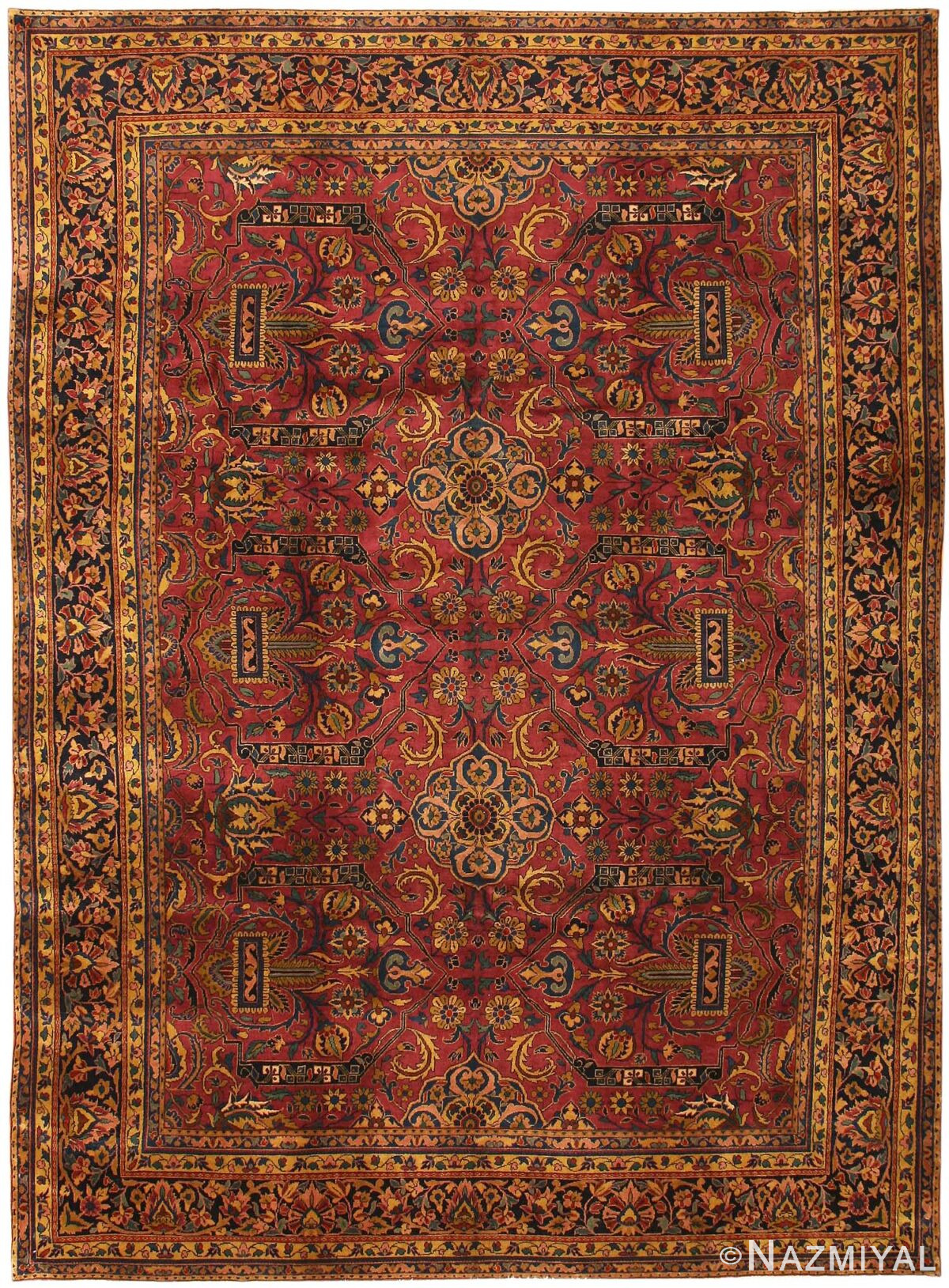 Antique Kashan Persian Rug 43549 Nazmiyal