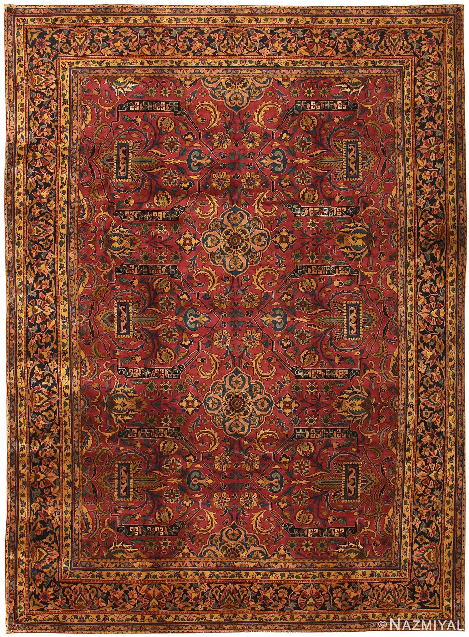 Antique Kashan Persian Rug 43549 Nazmiyal