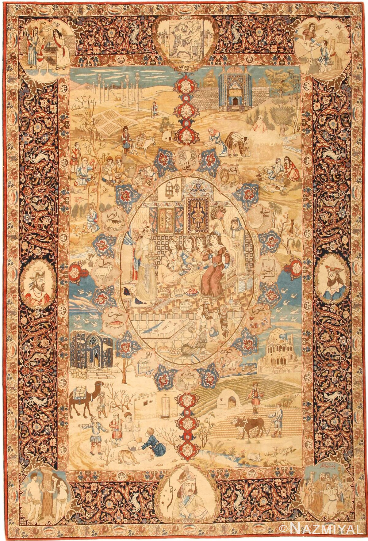 Antique Tabriz Persian Rug 43144 Detail/Large View